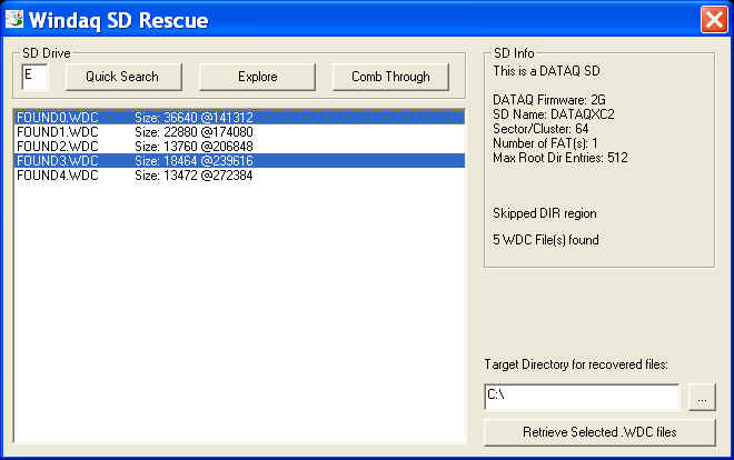 Windaq SD Rescue screenshot