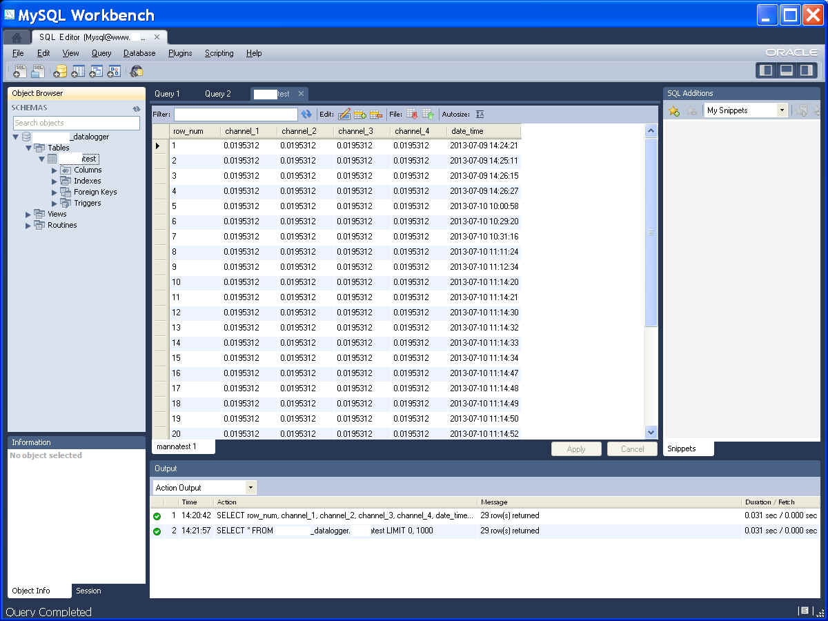 data logging to mysql database directly